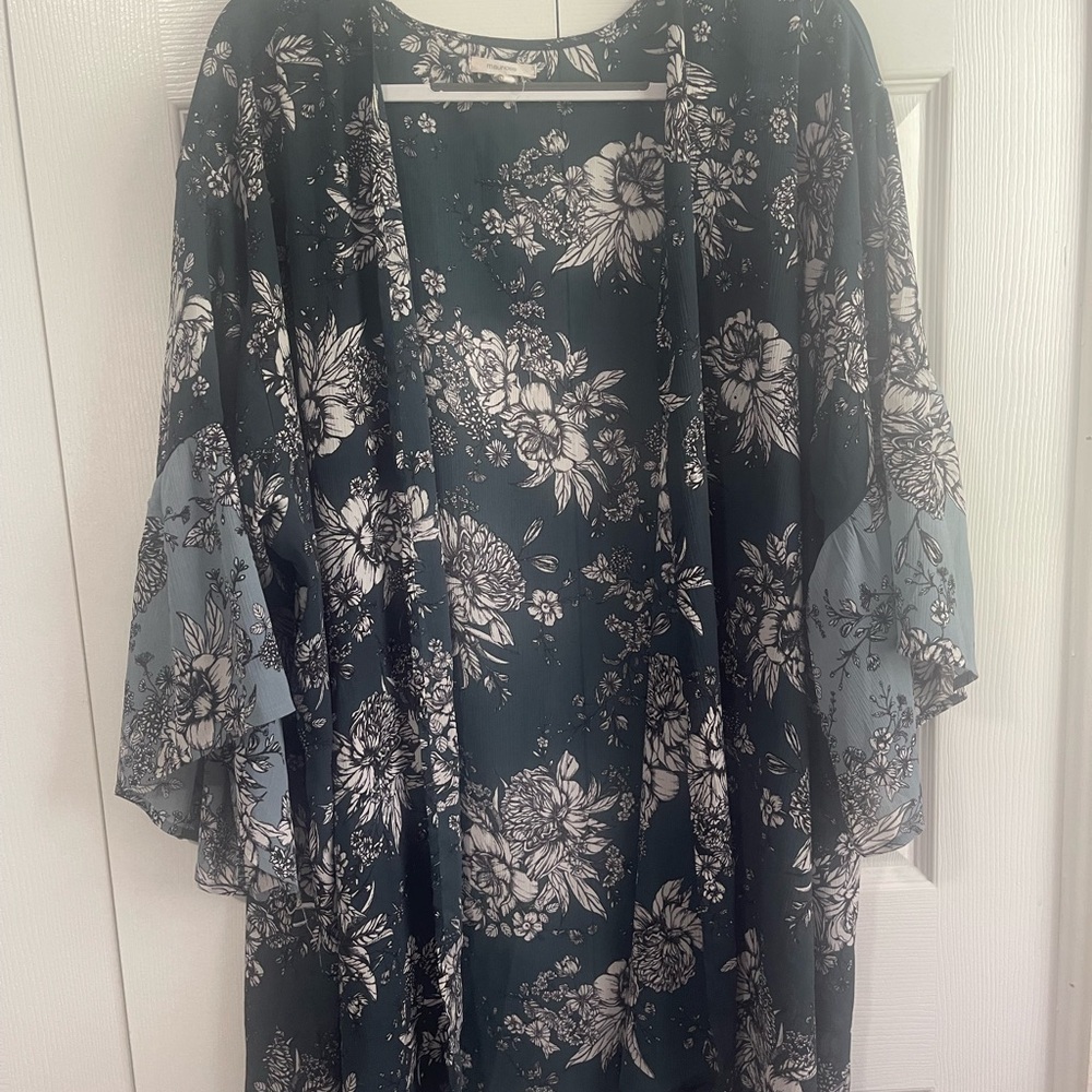 Maurice’s Floral Kimono Ruffle 3/4 Sleeve